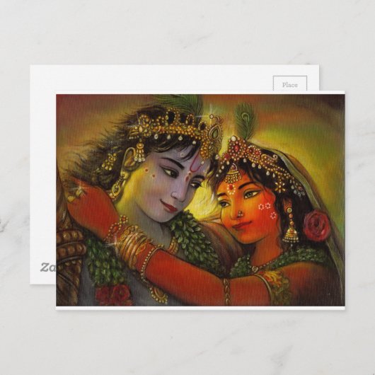 CARTE POSTALE RADHA KRISHNA PEINTURE CLASSIQUE (Devant / Derrière)