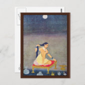 Carte Postale Radha La Nuit. Peinture De Mughal Ca 1650E Par Ind (Devant / Derrière)