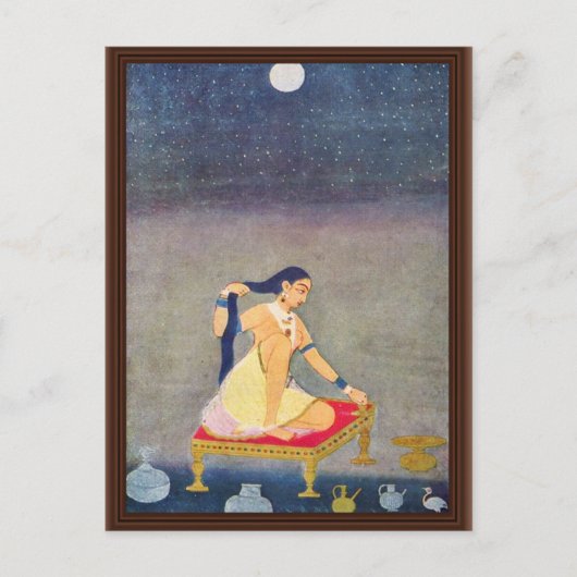 Carte Postale Radha La Nuit. Peinture De Mughal Ca 1650E Par Ind (Devant)