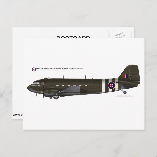 Carte Postale RAF BBMF DC3 Dakota (Devant / Derrière)