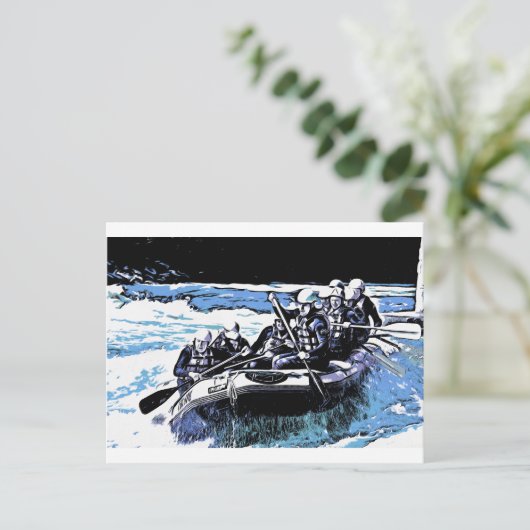 CARTE POSTALE RAFTING BLEU (Debout devant)