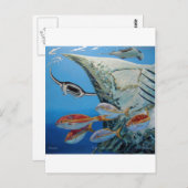 Carte Postale raies manta (Devant / Derrière)