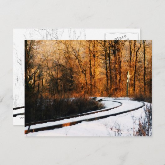 Carte Postale Rails En Hiver (Devant / Derrière)