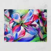 Carte Postale Rainbow Azalea fleur aquarelle originale (Devant)