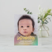 Carte postale Rainbow Baby Foil Faire-part de nais (Debout devant)