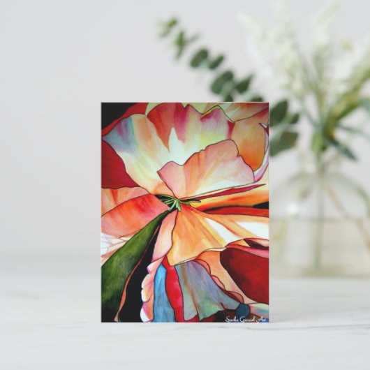 Carte Postale Rainbow Begonia flower watercolour original (Debout devant)