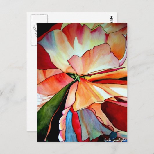 Carte Postale Rainbow Begonia flower watercolour original (Devant / Derrière)