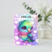 Carte Postale Rainbow Bird & Hearts Pop Art (Debout devant)