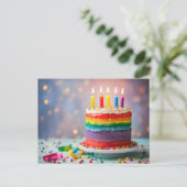 Carte Postale Rainbow Birthday Cake (Debout devant)