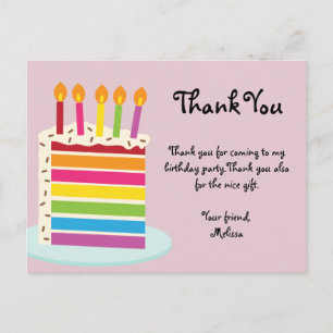 Carte Postale Rainbow Birthday Cake Merci