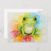 Carte postale Rainbow Bloom Frog pour le post-croi (Devant / Derrière)