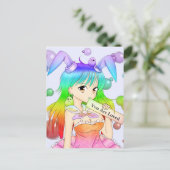Carte Postale Rainbow Bunny Anime Girl (Debout devant)