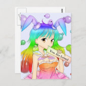 Carte Postale Rainbow Bunny Anime Girl (Devant / Derrière)