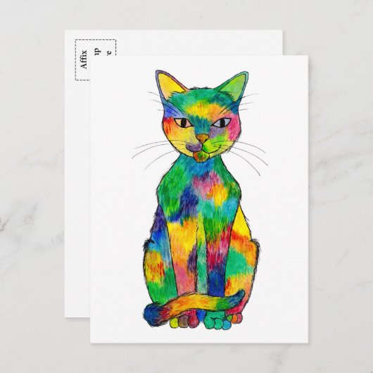 Carte postale Rainbow Cat (Devant / Derrière)