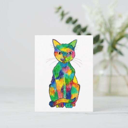 Carte postale Rainbow Cat (Debout devant)