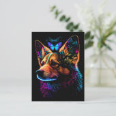 Carte postale Rainbow Corgi et Butterfly Abstrait  (Debout devant)