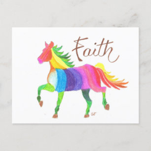Carte postale Rainbow Faith Horse par Sherry Jarvi