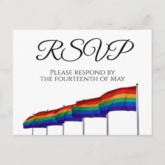 Carte Postale Rainbow Flags Mariage Gay pride RSVP (Devant)