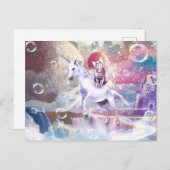 Carte Postale Rainbow galaxy chat équitation licorne dans l'espa (Devant / Derrière)