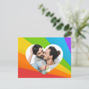 Carte Postale Rainbow Gay Couple Photo dans Heart Romantic Love