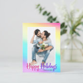 Carte Postale Rainbow Gay pride Couple Photo Chic Happy Holidays (Debout devant)