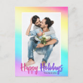 Carte Postale Rainbow Gay pride Couple Photo Chic Happy Holidays (Devant)
