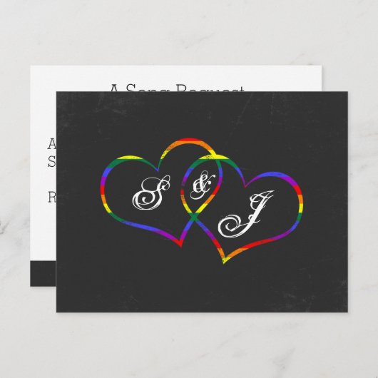 Carte Postale Rainbow Gay pride Love Hearts Chanson Demande (Devant / Derrière)