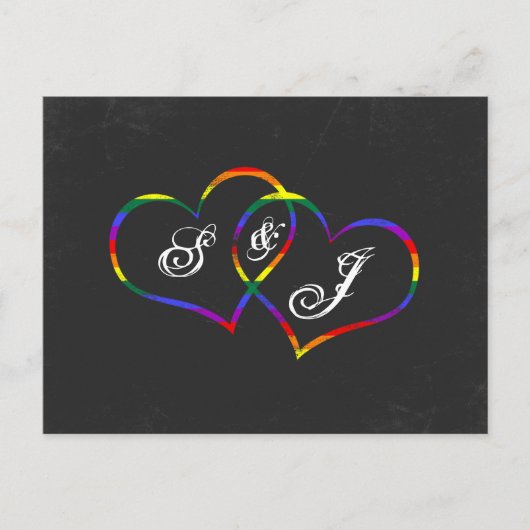 Carte Postale Rainbow Gay pride Love Hearts Chanson Demande (Devant)