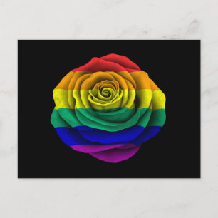 Carte Postale Rainbow Gay Pride Rose Flag on Black