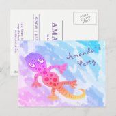 Carte Postale Rainbow Gecko Invitation de fête d'anniversaire (Devant / Derrière)