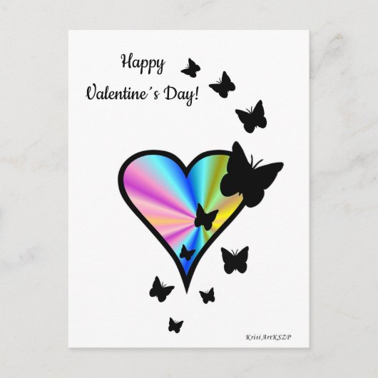 Carte Postale Rainbow heart and Butterfly (Devant)