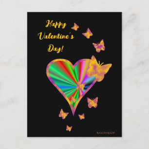 Carte Postale Rainbow heart and Butterfly
