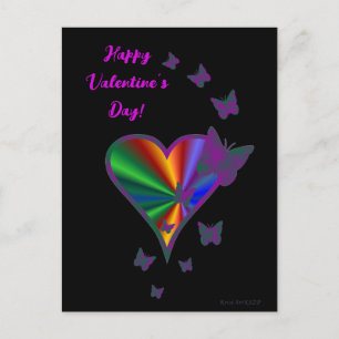 Carte Postale Rainbow heart and Butterfly