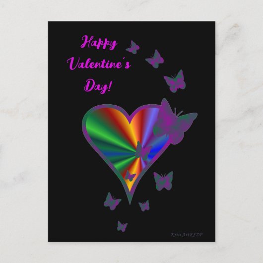 Carte Postale Rainbow heart and Butterfly (Devant)