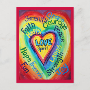 Carte postale Rainbow Heart Spirit Words