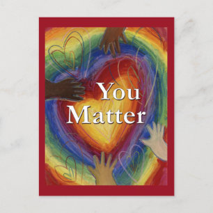 Carte postale Rainbow Hearts and Hands Art