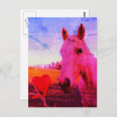Carte Postale Rainbow Horse et Red Heart (Devant / Derrière)