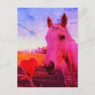 Carte Postale Rainbow Horse et Red Heart
