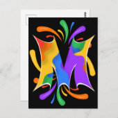 Carte Postale Rainbow Letter M Monogram Abstract (Devant / Derrière)