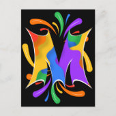 Carte Postale Rainbow Letter M Monogram Abstract (Devant)