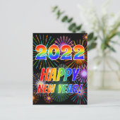 Carte Postale Rainbow Letters "2022" + "HEUREUX NOUVEL AN !" (Debout devant)