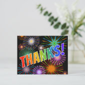 Carte Postale Rainbow Look "MERCI!", Motif inspiré par Fireworks (Debout devant)