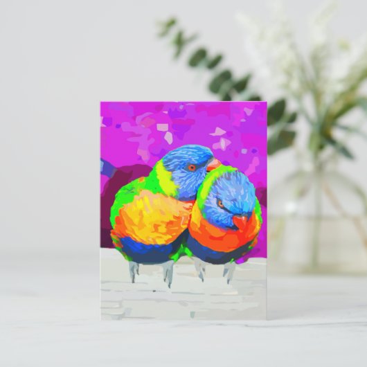 Carte Postale Rainbow Lorikeets Inséparables Couple (Debout devant)