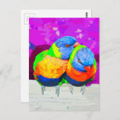 Carte Postale Rainbow Lorikeets Inséparables Couple (Devant / Derrière)