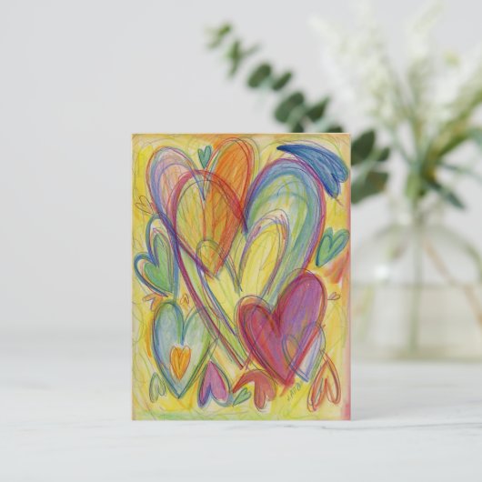 Carte postale Rainbow Love Hearve Custom Art Note (Debout devant)