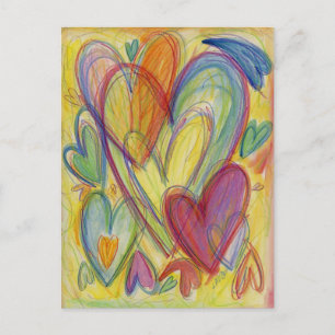 Carte postale Rainbow Love Hearve Custom Art Note