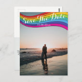 Carte Postale Rainbow Modern photo Mariage Décontracté Enregistr (Devant / Derrière)