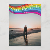 Carte Postale Rainbow Modern photo Mariage Décontracté Enregistr (Devant)