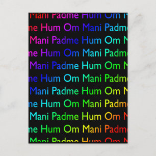Carte Postale Rainbow Om Mani Padme Hum (en noir)