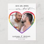 Carte Postale Rainbow Pride cadre photo coeur Enregistrer la dat (Devant)
